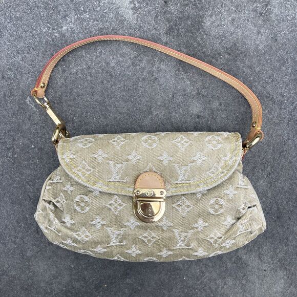 Louis Vuitton Handbags - Louis Vuitton Mini Pleaty Shoulder Bag Green Denim Vintage Y2K